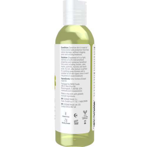 NOW Solutions Pure Grapeseed Oil 4 fl oz | Carrier Oil