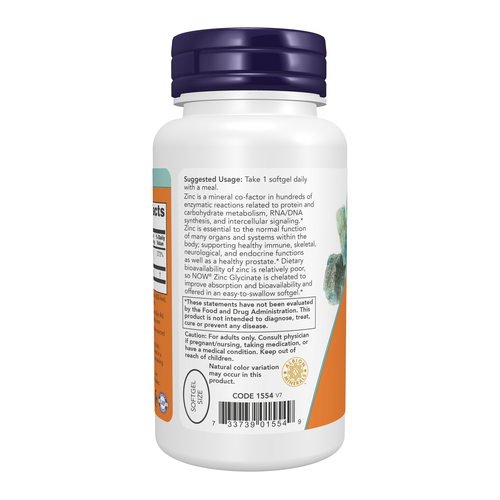 NOW Foods Zinc Glycinate 120 Softgels