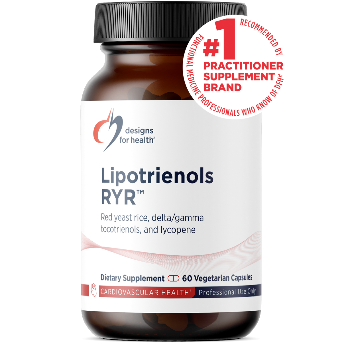 Designs for Health Lipotrienols RYR 60 capsules front label