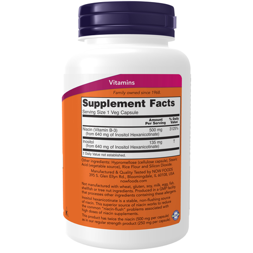 NOW Foods Niacin 500 mg Flush-Free 90 VCaps