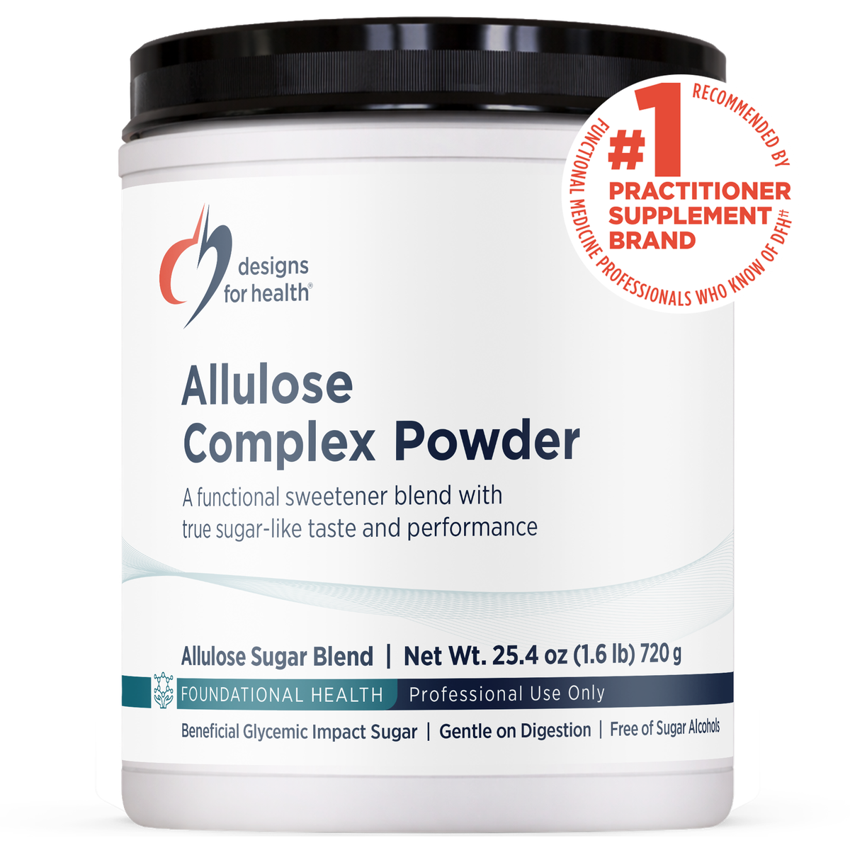 Designs for Health Allulose Complex Powder 25.4 oz (1.6 lb) powder front label