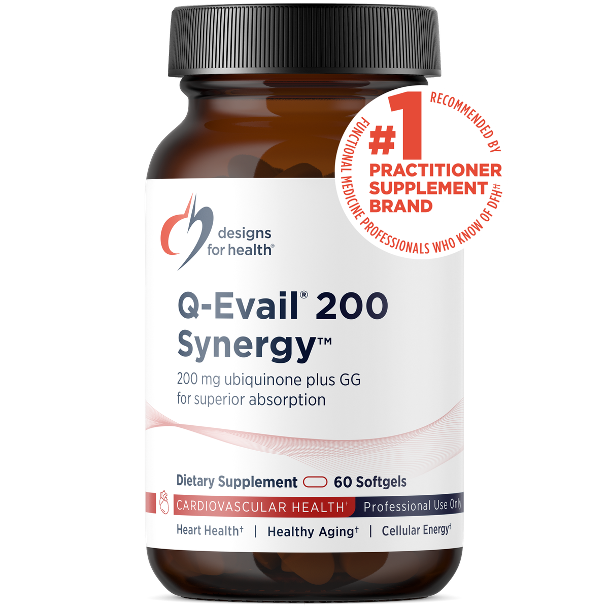Designs for Health Q-Evail 200 Synergy 60 softgels front label