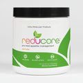 Supplement jar labeled 'reduc core' by Ortho Molecular Products on a white background