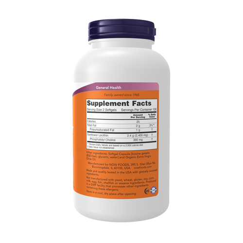 NOW Foods Sunflower Lecithin 1200 mg 200 Softgels | Best Value product image 2