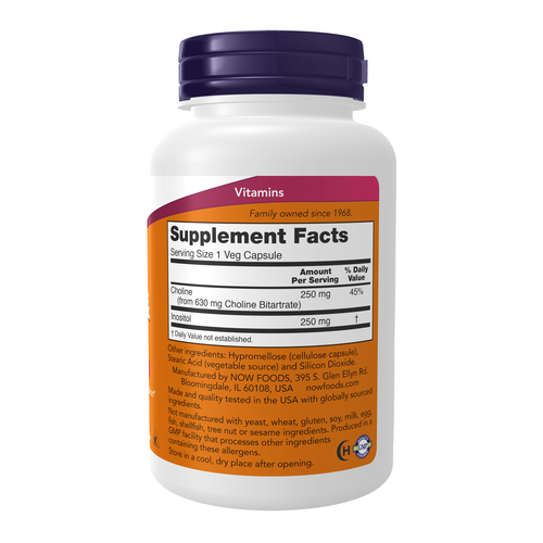 NOW Foods Choline & Inositol 100 Veg Capsules product image 2