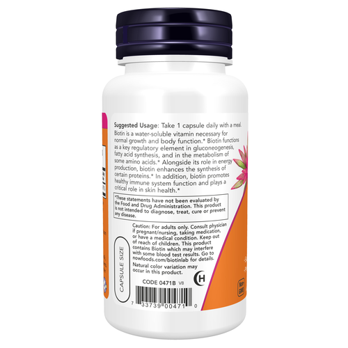NOW Foods Biotin 5,000 mcg 60 Veg Capsules