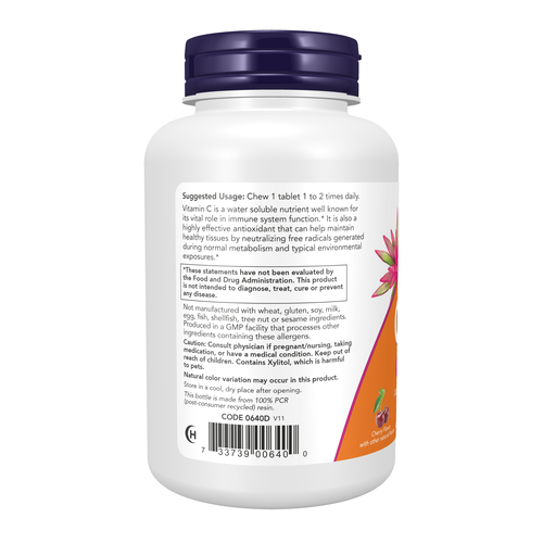 NOW Foods C-500 Cherry Chewable 100 Tablets