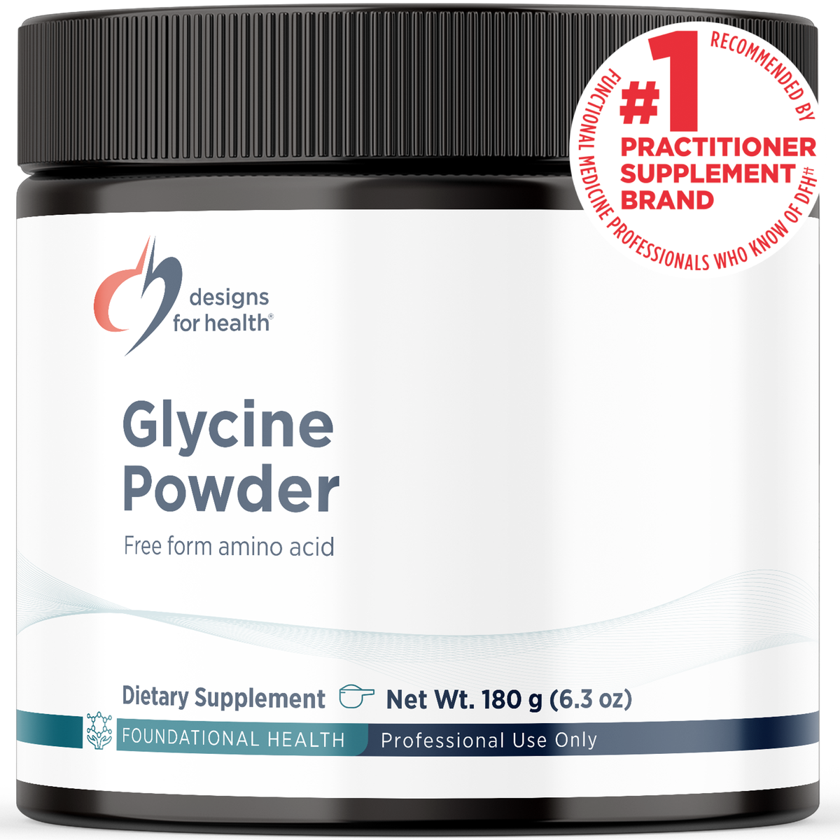Designs for Health Glycine Powder 180 g (6.3 oz) powder front label