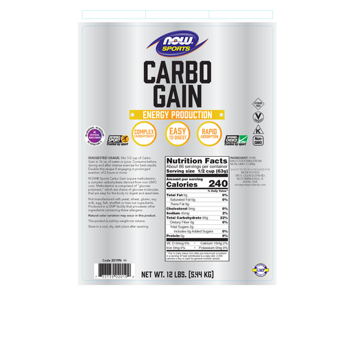NOW Sports Carbo Gain Powder 12 lb
