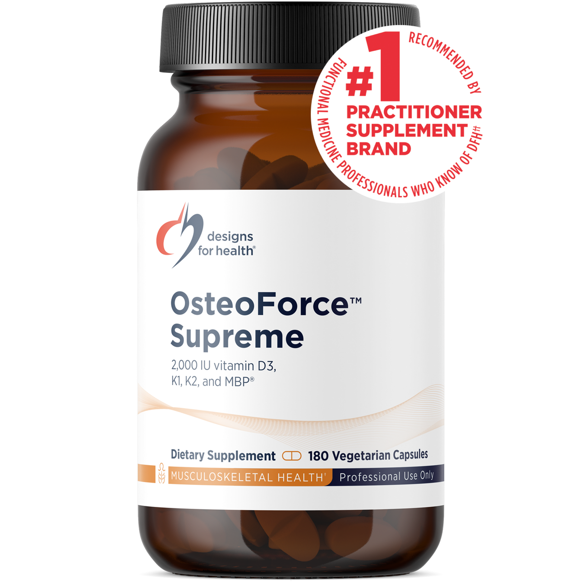 Designs for Health OsteoForce Supreme 180 capsules front label