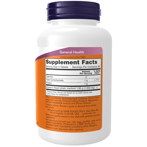 NOW Foods Brewer's Yeast 650 mg 200 Tablets | B Vitamins, Chromium & Protein