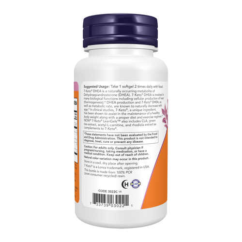NOW Foods 7-KETO LeanGels 100 mg 60 Softgels | Non-Hormonal DHEA Metabolite