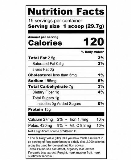 Ancient Nutrition Bone Broth Protein Butternut Squash 15 Servings – supplement facts panel