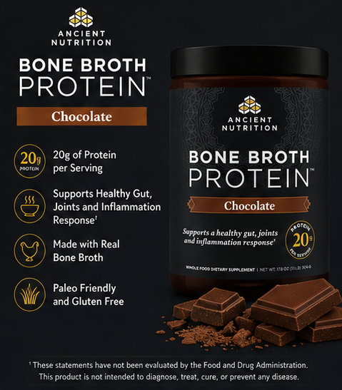Ancient Nutrition Bone Broth Protein Chocolate 1.1 lb – lifestyle image
