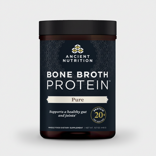 Ancient Nutrition Bone Broth Protein container on a white background