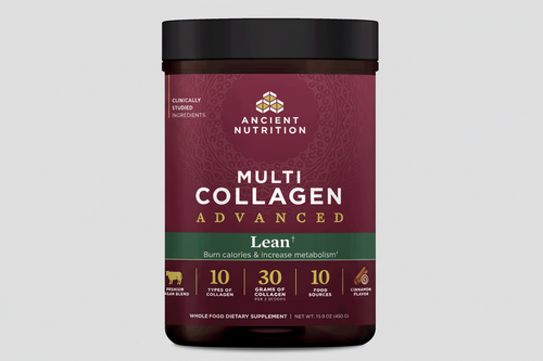Ancient Nutrition Multi Collagen Advanced supplement jar on a white background