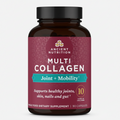Multicollagen supplement bottle with purple label on a white background