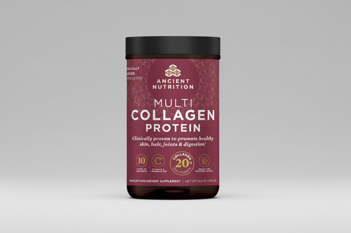 Jar of Ancient Nutrition Multi Collagen Protein on a white background