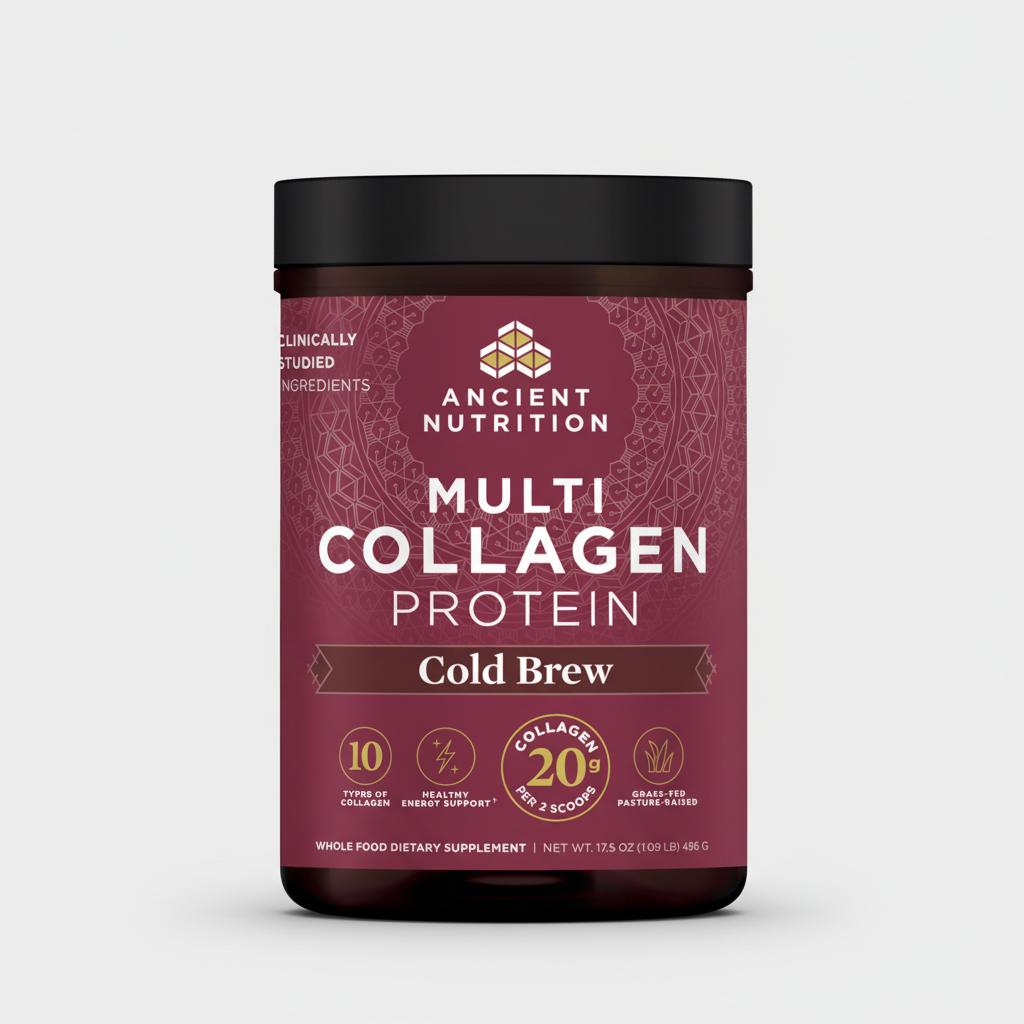 Ancient Nutrition Multi Collagen Protein Cold Brew container on a white background