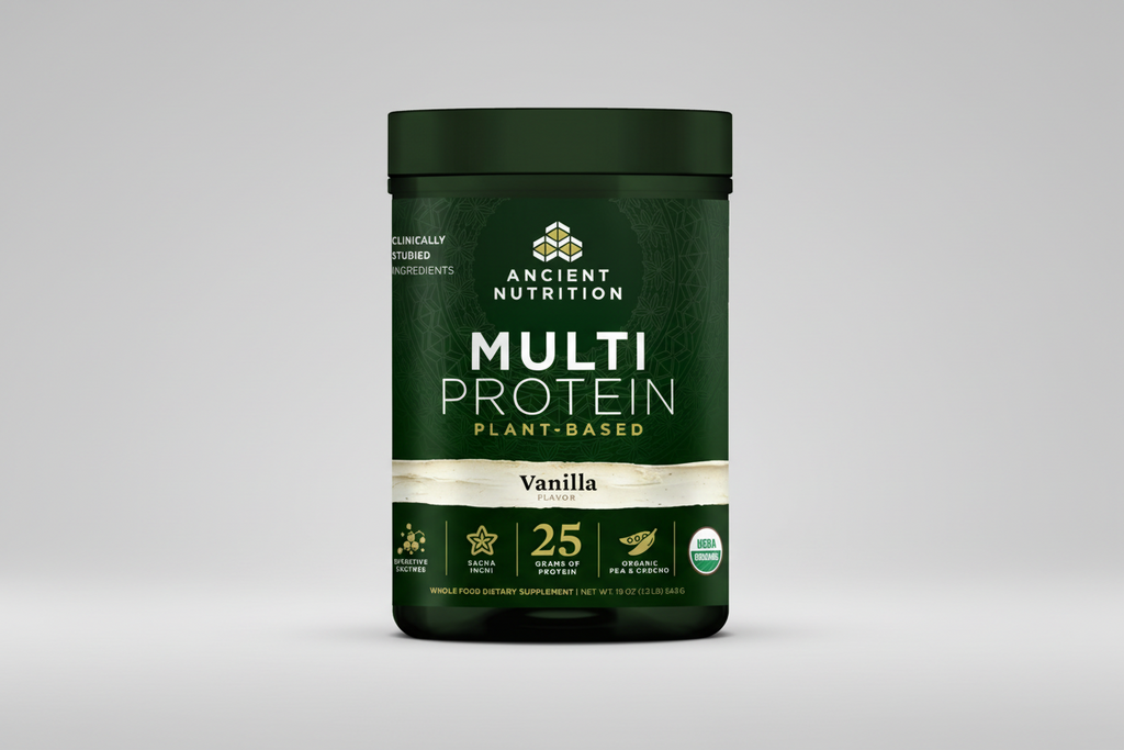 Ancient Nutrition Multi Protein plant-based vanilla flavor container