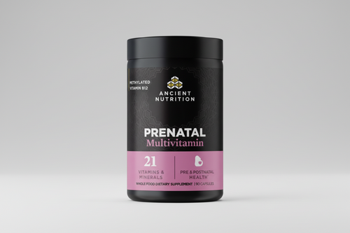 Ancient Nutrition prenatal multivitamin container on a white background