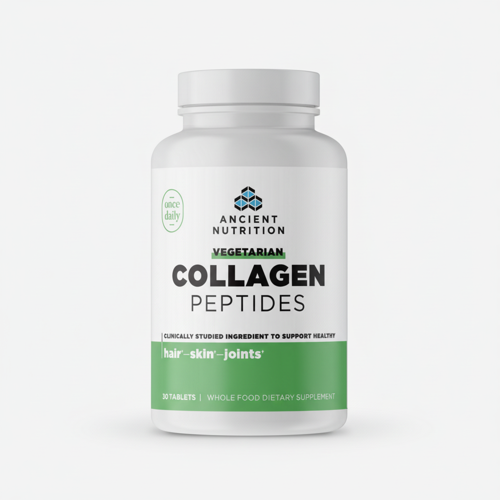Ancient Nutrition Collagen Peptides supplement bottle on a white background