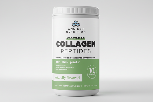 Container of Ancient Nutrition Vegetarian Collagen Peptides on a white background