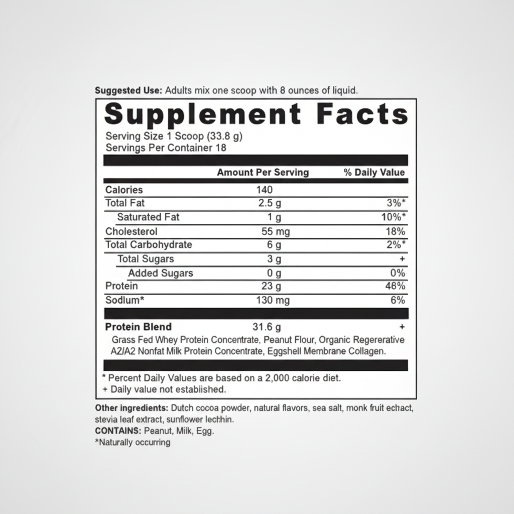 Supplement facts label on a white background