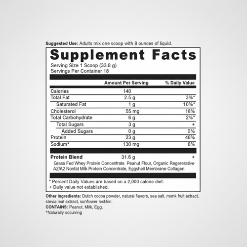 Supplement facts label on a white background