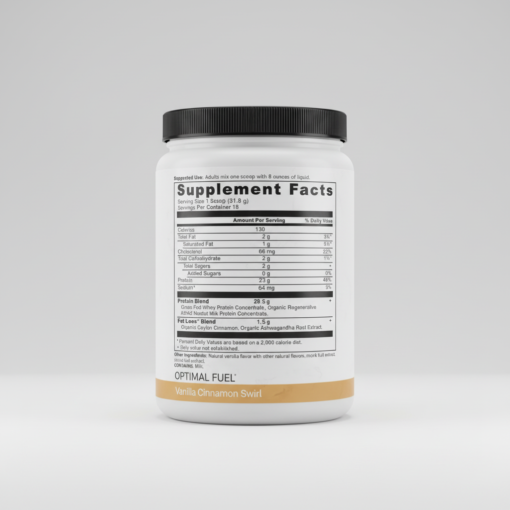 Supplement facts label on a white background