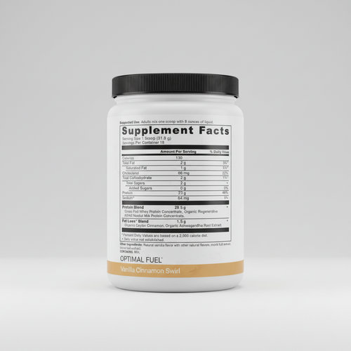 Supplement facts label on a white background