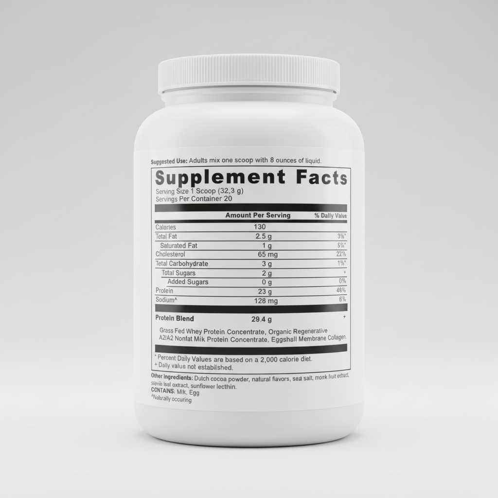 Supplement facts label on a white background