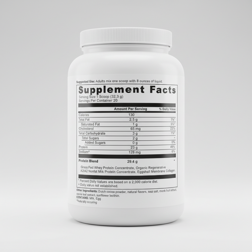 Supplement facts label on a white background