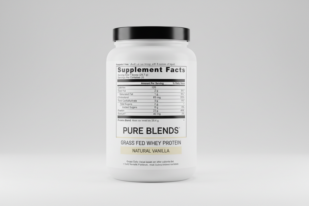 Supplement facts label with nutritional information on a white background