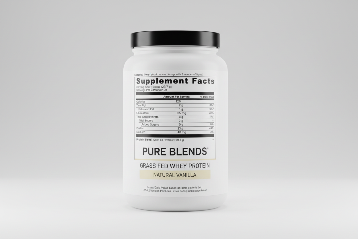 Supplement facts label with nutritional information on a white background