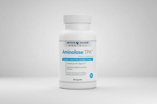 Arthur Andrew Medical Aminolase TPA dietary supplement bottle on a white background