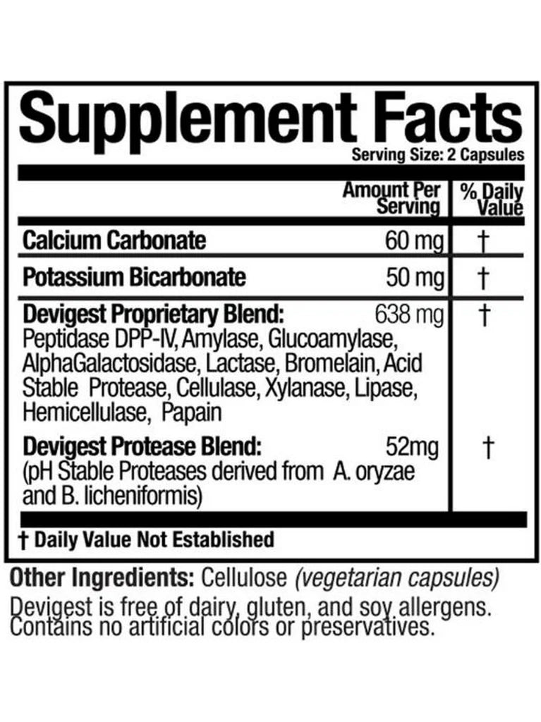 Supplement facts label with detailed ingredient information on a white background