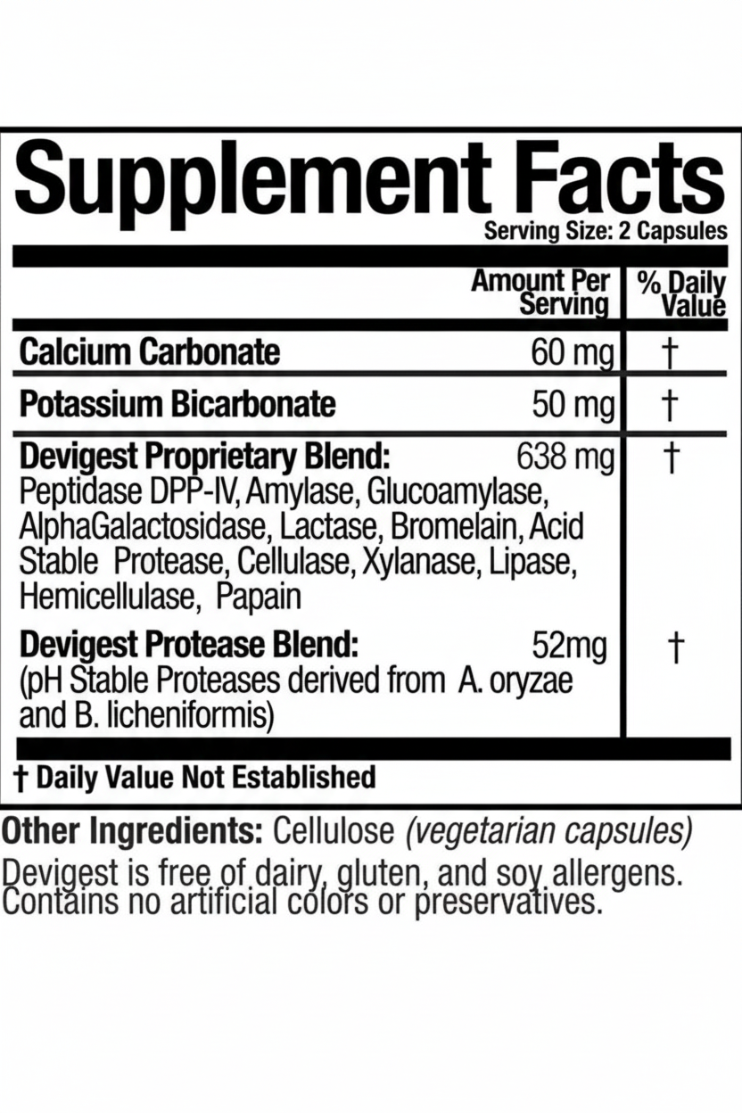 Supplement facts label with detailed ingredient information on a white background