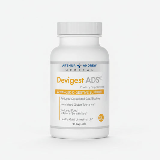 Arthur Andrew Medical Devigest ADS dietary supplement bottle on a white background