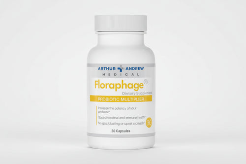 Arthur Andrew Medical Floraphage probiotic supplement bottle on a white background