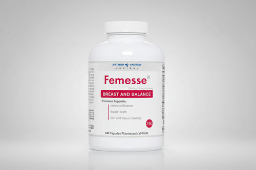 Supplement bottle labeled 'Femesse' by Arthur Andrew Medical on a white background