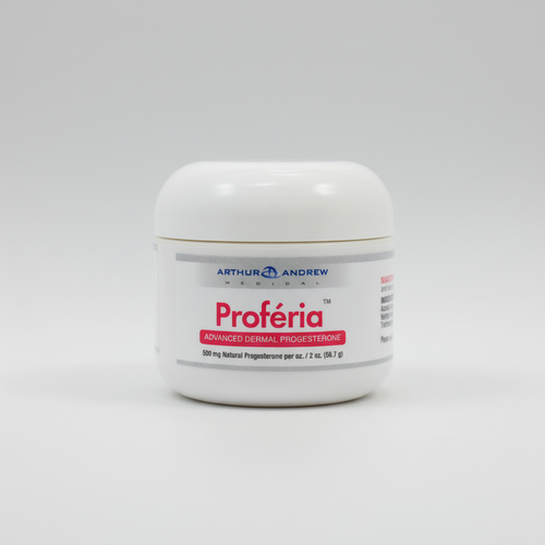 Jar of Arthur Andrew Medical Proferia cream on a white background
