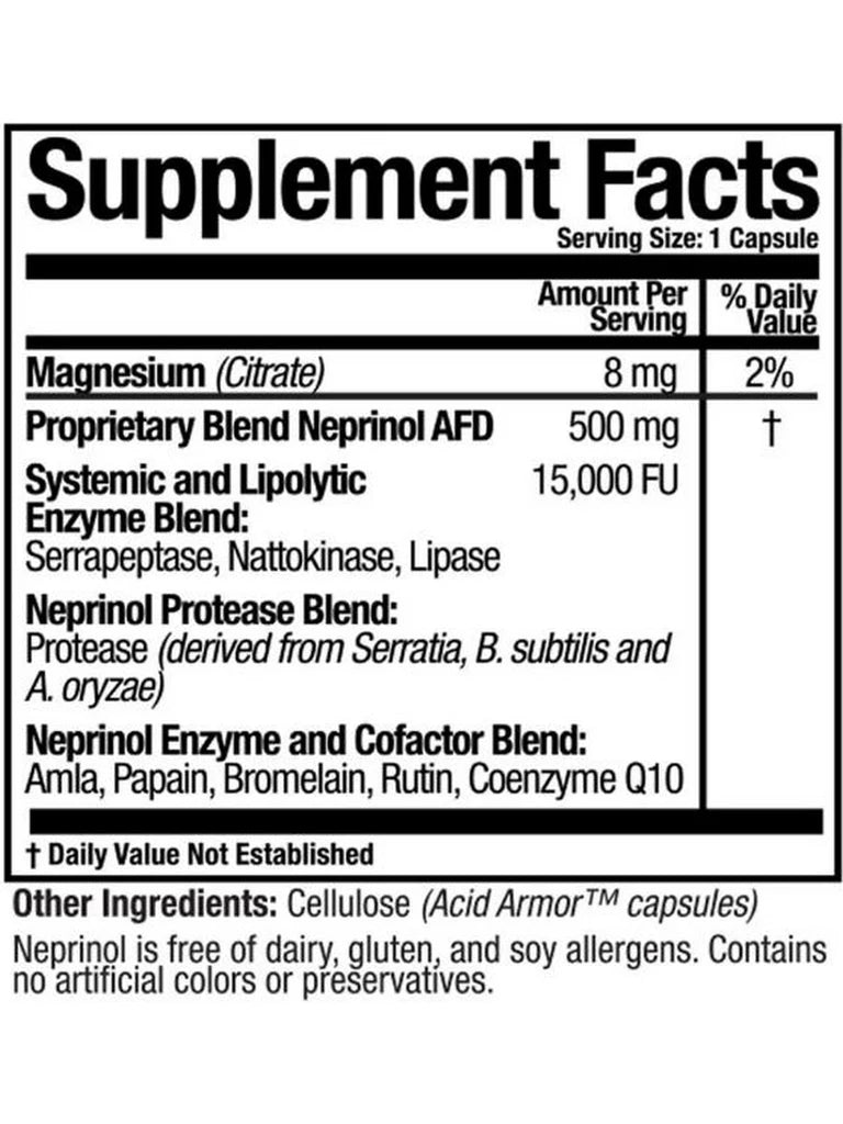 Supplement facts label with detailed nutritional information on a white background