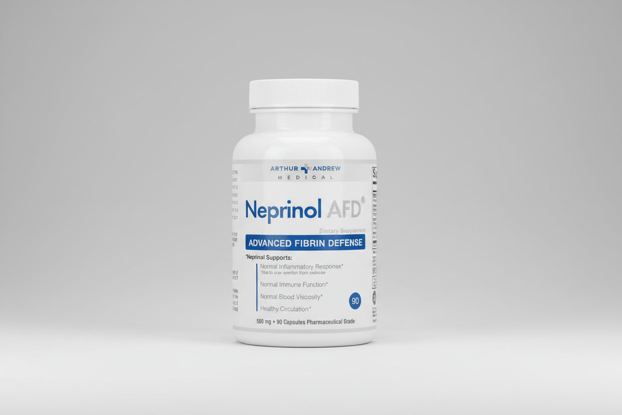 Neprinol AFD supplement bottle by Arthur Andrew Medical on a white background