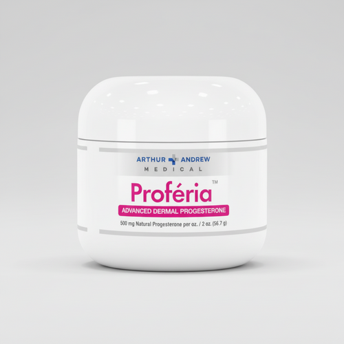 Jar of Arthur Andrew Medical Proferia on a white background
