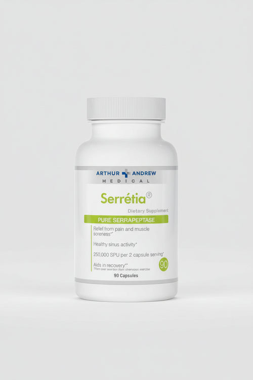 Arthur Andrew Medical Serretia dietary supplement bottle on a white background