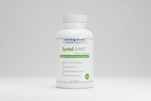 Arthur Andrew Medical Syntol AMD dietary supplement bottle on a white background