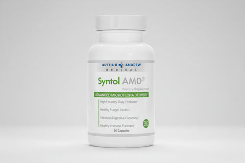 Arthur Andrew Medical Syntol AMD dietary supplement bottle on a white background
