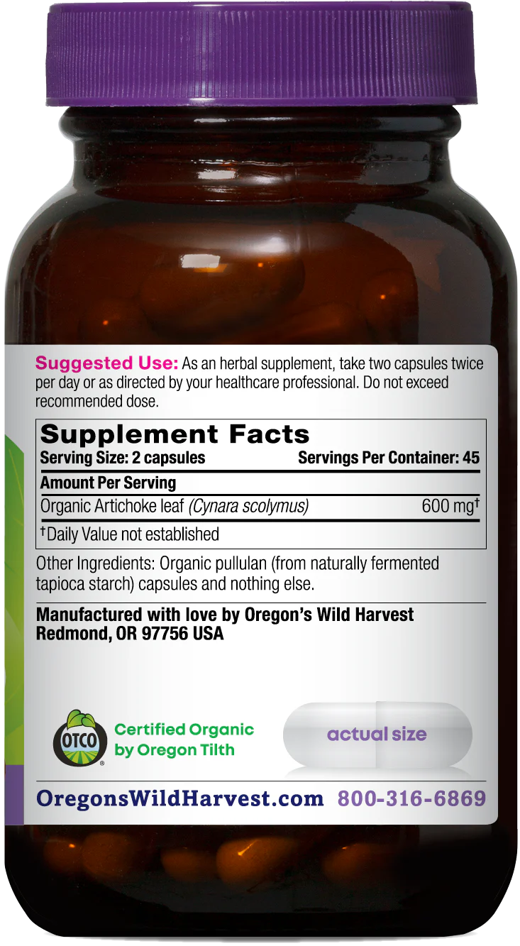 Oregon's Wild Harvest Artichoke 90 Organic Vegan Capsules