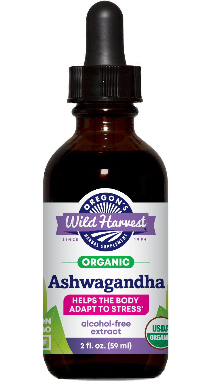 Oregon's Wild Harvest Ashwagandha Organic Alcohol-Free Extract 2 fl oz front
